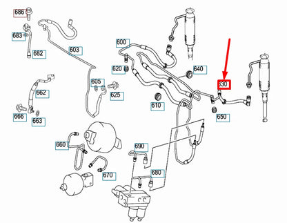 NEW MB SL R230 AMG VALVE BLOCK TO STRUT REAR LEFT HOSE A2309970752 ORIGINAL