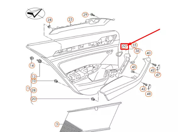 NEW VW PASSAT B8 REAR LEFT DOOR PULL HANDLE TRIM RING 3G0867067A3Q7 ORIGINAL