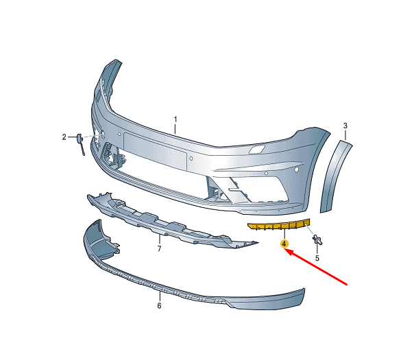 new volkswagen caddy 2k front right spoiler retainer 2k5807136 original