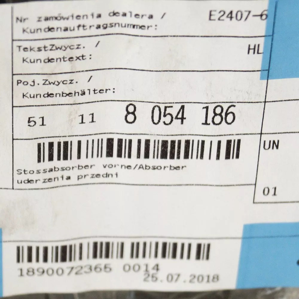 NEW BMW 3 TOURING F31 FRONT BUMPER SHOCK ABSORBER 51118054186 2017 ORIGINAL