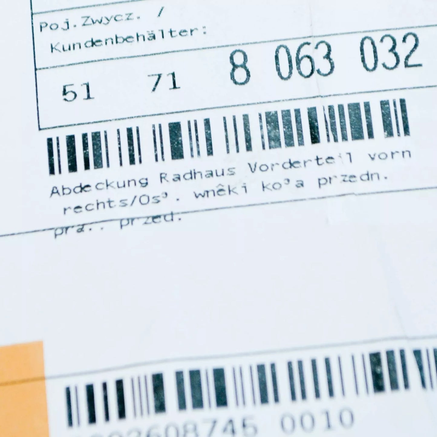 NEW BMW M2 F87 FRONT RIGHT WHEEL ARCH COVER FRONT SECTION 51718063032 ORIGINAL