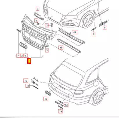 NEW AUDI A4 B8 FRONT BUMPER RADIATOR GRILLE 8K08536511QP