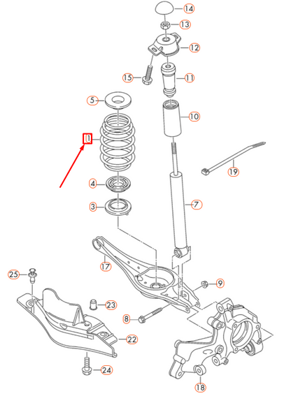 new volkswagen golf 5g mk7 rear axle coil spring 5q0511115am original