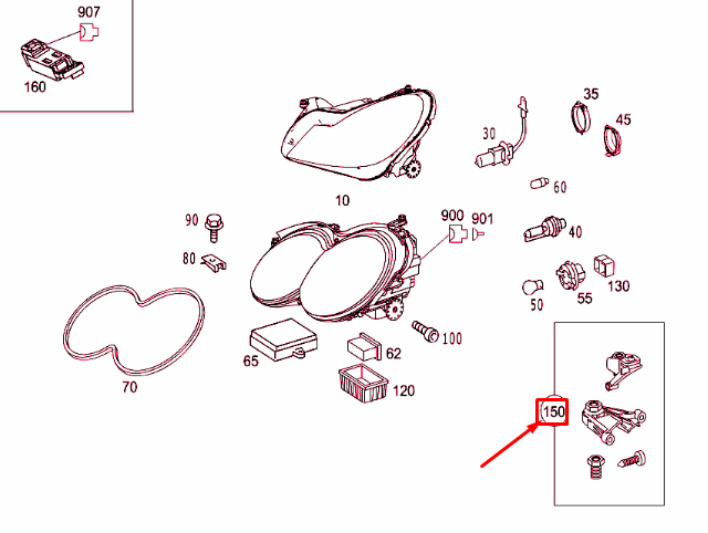 NEW MERCEDES-BENZ SL R230 LEFT HEADLIGHT BRACKET REPAIR KIT A2308200914 ORIGINAL