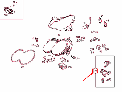NEW MERCEDES-BENZ SL R230 LEFT HEADLIGHT BRACKET REPAIR KIT A2308200914 ORIGINAL