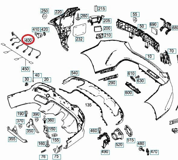 NEW MERCEDES-BENZ GLE C292 REAR BUMPER WIRING HARNESS A292540540164 ORIGINAL
