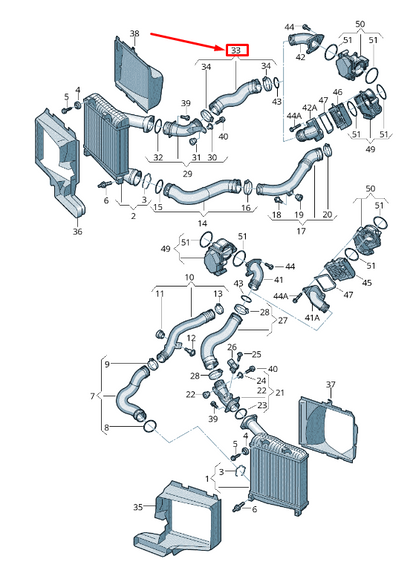 new audi q7 4l right upper charge air cooler pressure hose 4l0145980c original