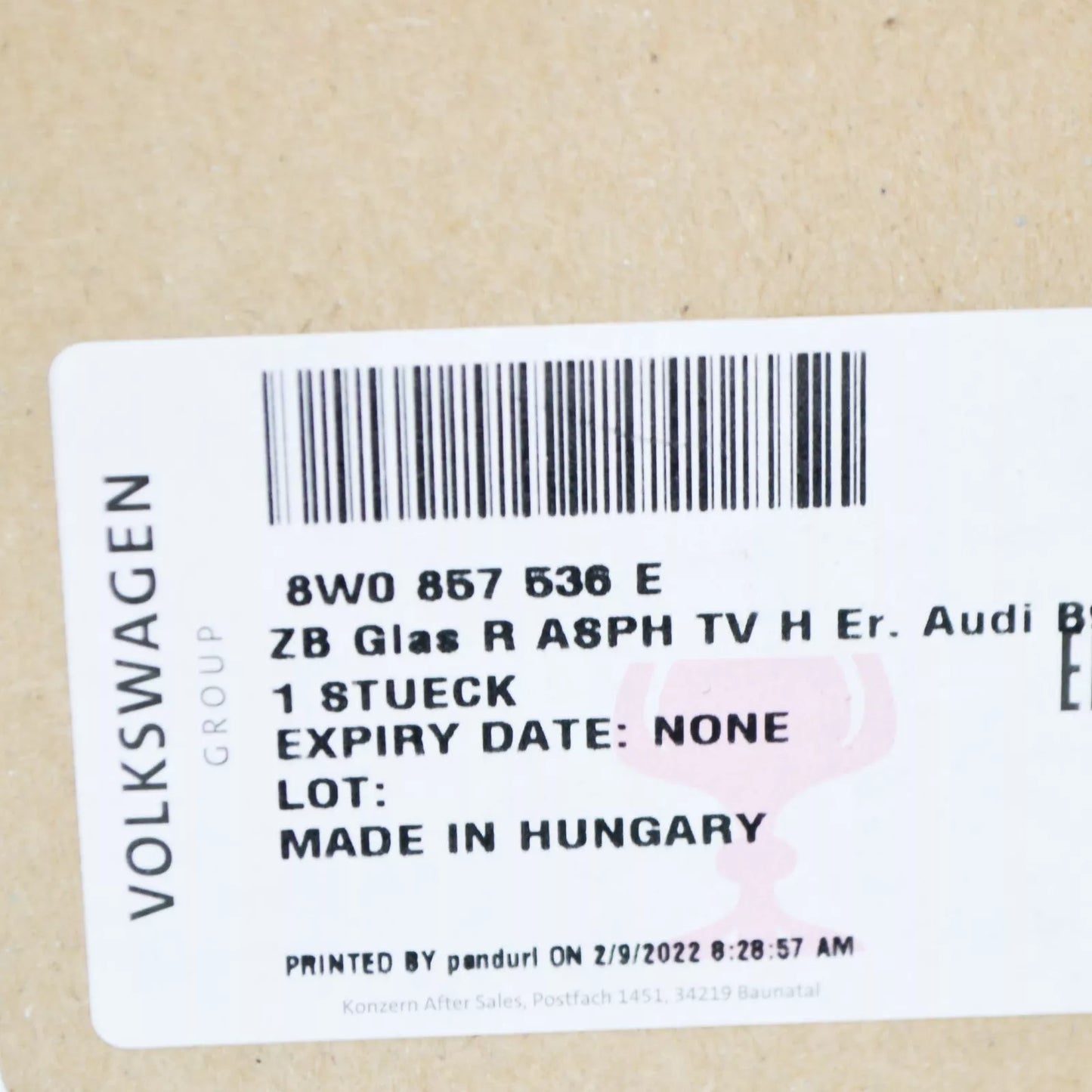 NEW AUDI A4 AVANT B9 FRONT RIGHT DOOR MIRROR GLASS 8W0857536E