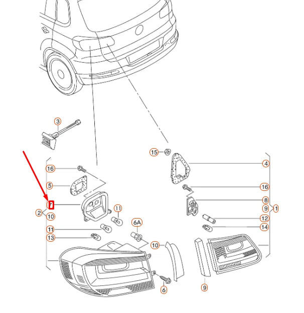 NEW VW TIGUAN 5N MK1 REAR RIGHT OUTER TAIL LIGHT BULB CARRIER 5N0945258D