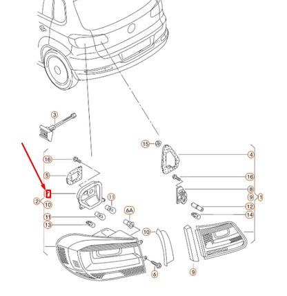 NEW VW TIGUAN 5N MK1 REAR RIGHT OUTER TAIL LIGHT BULB CARRIER 5N0945258D