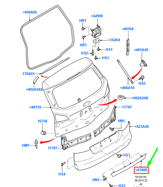 new ford mondeo mk4 estate tailgate handle 1745630 bs71-n43400-bcxwaa original