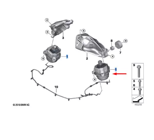 NEW BMW 3 G20 RIGHT SIDE ENGINE MOUNT 7582318 22117582318 ORIGINAL