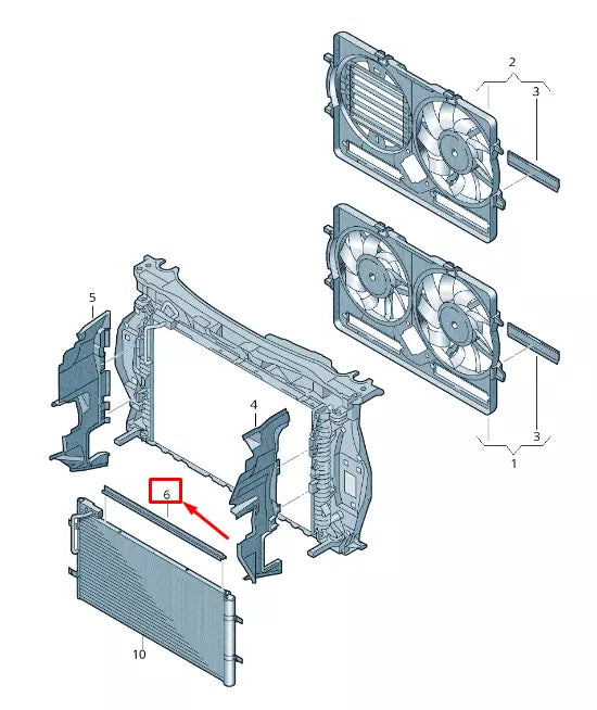 NEW AUDI RSQ3 8U CENTER ENGINE RADIATOR SEALING STRIP 8U0121230D