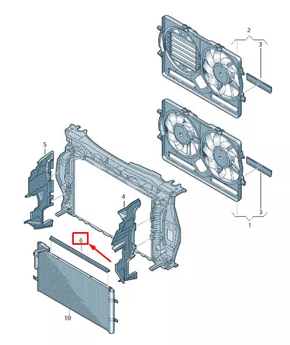 NEW AUDI RSQ3 8U CENTER ENGINE RADIATOR SEALING STRIP 8U0121230D