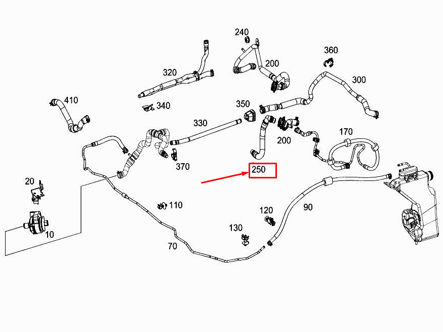 new mercedes-benz cls c257 engine to connecting point hose a2578300100 original