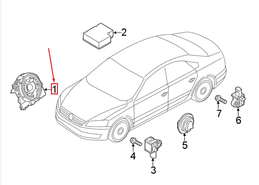 NEW VW JETTA MK6 16 CLOCK SPRING WITH STEERING CONTROL UNIT 5K0953569BC ORIGINAL