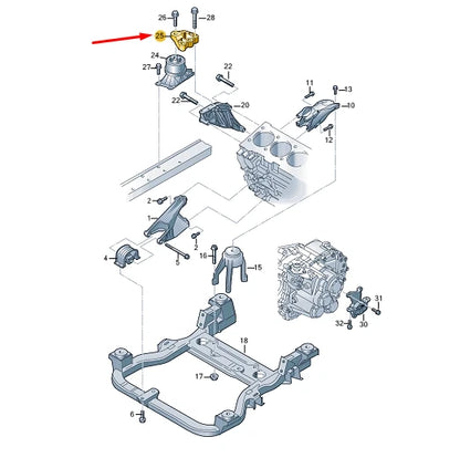 NEW VW TRANSPORTER VI T6 RIGHT ENGINE BRACKET 7E0199207 ORIGINAL