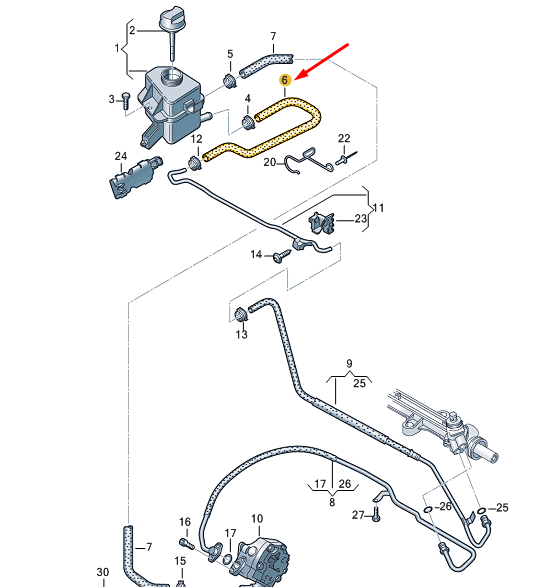 NEW VW TRANSPORTER VI T6 POWER STEERING HOSE 7E0422895H ORIGINAL