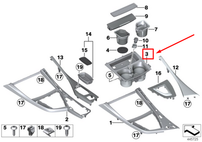 new bmw 2 cabrio f23 front center console cup holder 51169207320 9207320