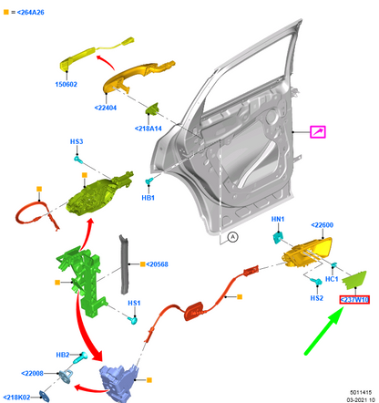 new ford kuga mk3 cx482 rear left door inner handle screw cap 2290143 original