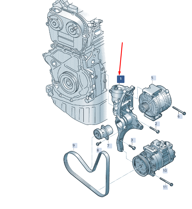 new skoda superb mk3 alternator bracket 06l903143a original
