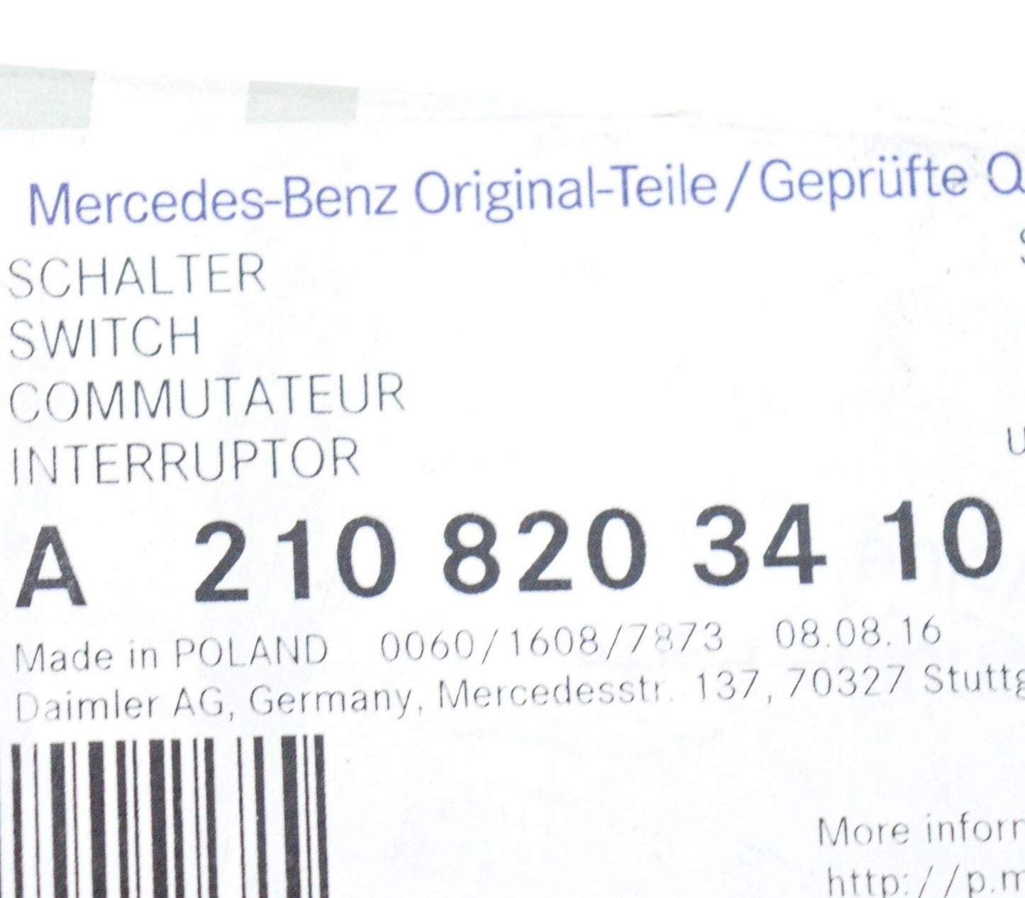 NEW MERCEDES-BENZ E W210 ELECTRIC SLIDING ROOF SWITCH A2108203410 ORIGINAL