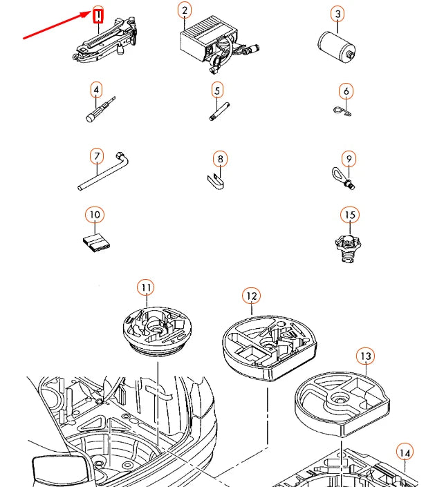 NEW AUDI A3 8P VEHICLE JACK 1K0011031P ORIGINAL