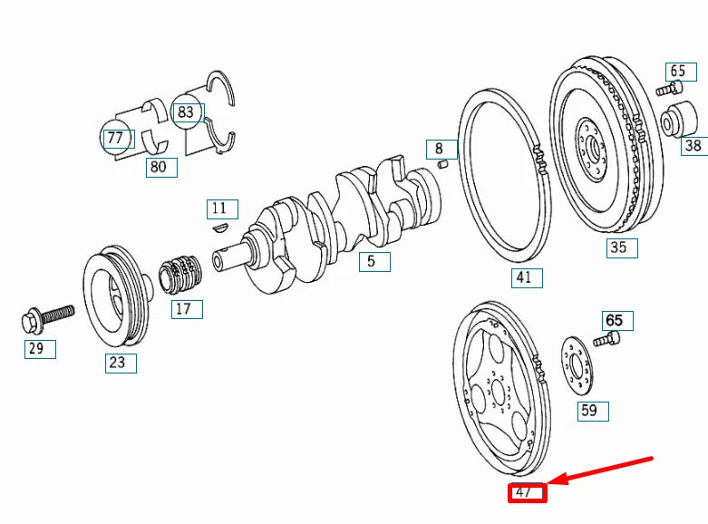 NEW MERCEDES-BENZ SL R129 CRANKSHAFT AND FLYWHEEL RING GEAR A6280300012 ORIGINAL