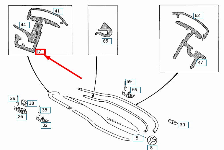 NEW MERCEDES-BENZ C W202 REAR WINDOW TOP LEFT MOULDING A2026701322 ORIGINAL
