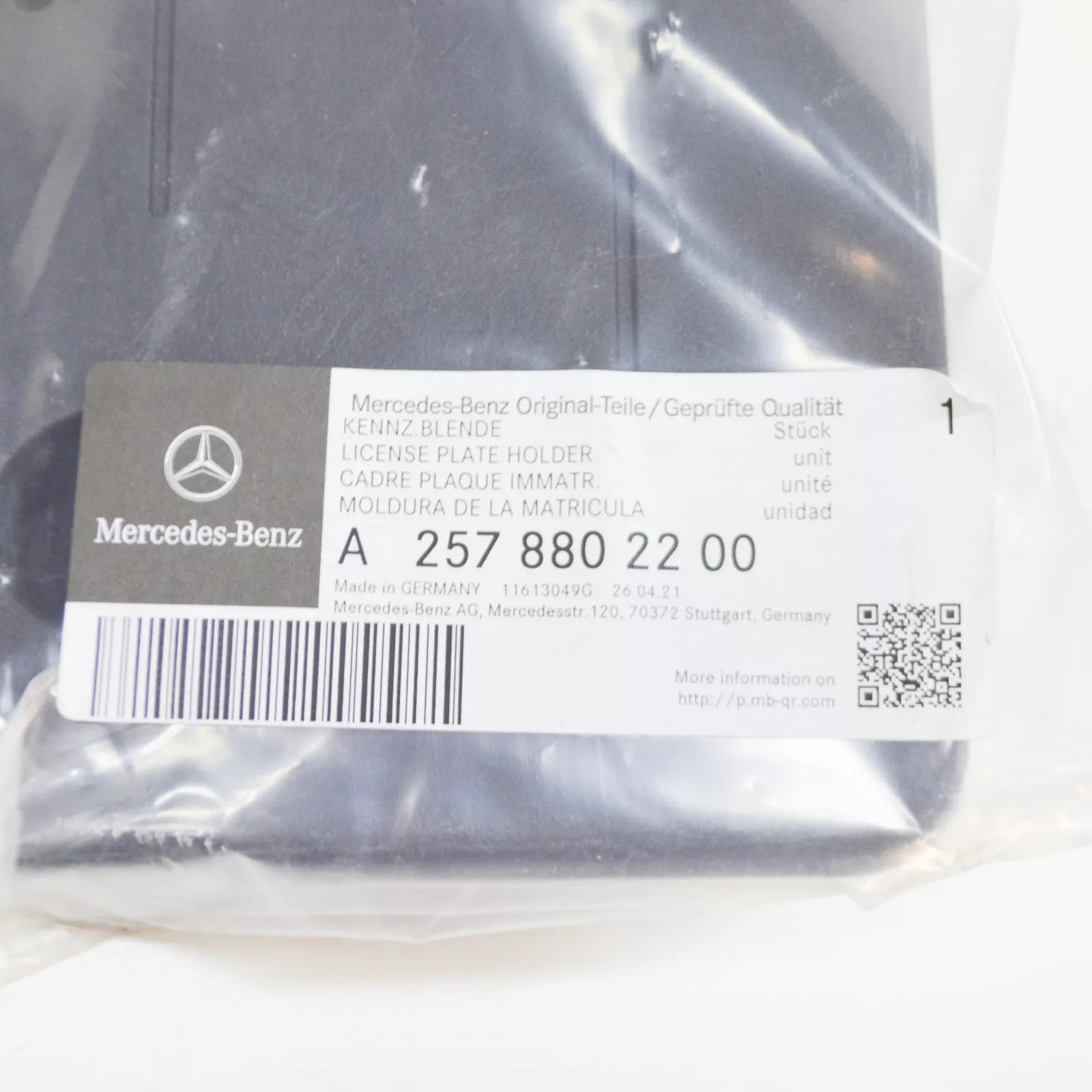 NEW MERCEDES-BENZ CLS C257 FRONT BUMPER LICENSE PLATE HOLDER A2578802200