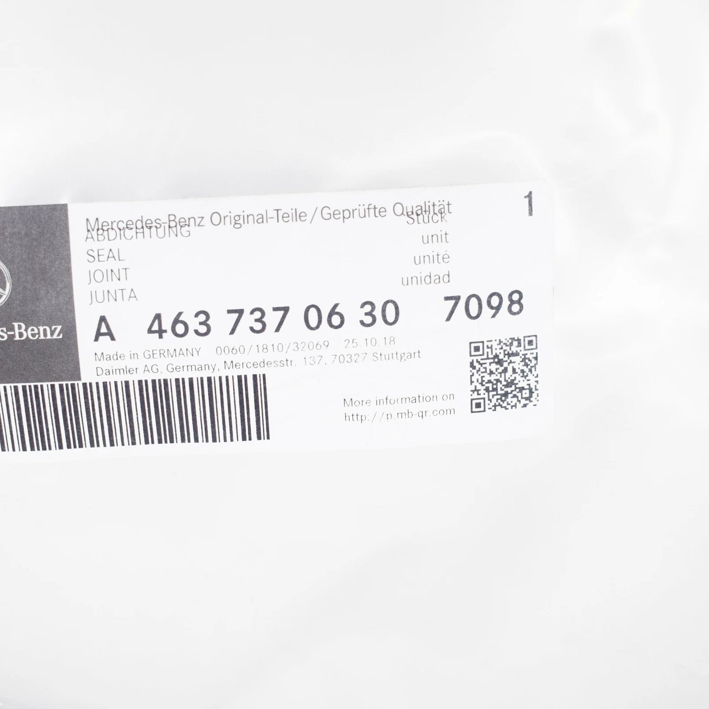 NEW MERCEDES-BENZ G W463 REAR DOOR SEAL A46373706307098 ORIGINAL