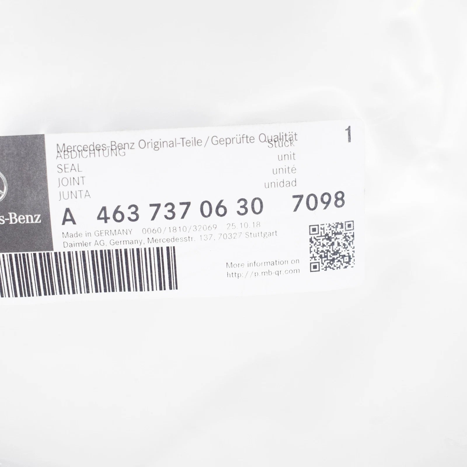 NEW MERCEDES-BENZ G W463 REAR DOOR SEAL A46373706307098 ORIGINAL