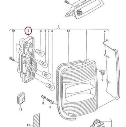 NEW VOLKSWAGEN CADDY MK3 BOX TAIL LIGHT BULB CARRIER HOLDER 2K5945258A ORIGINAL