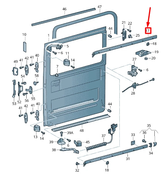 NEW VW CRAFTER 2F MK1 LEFT SLIDING DOOR UPPER GUIDE RAIL 2E1843859 ORIGINAL