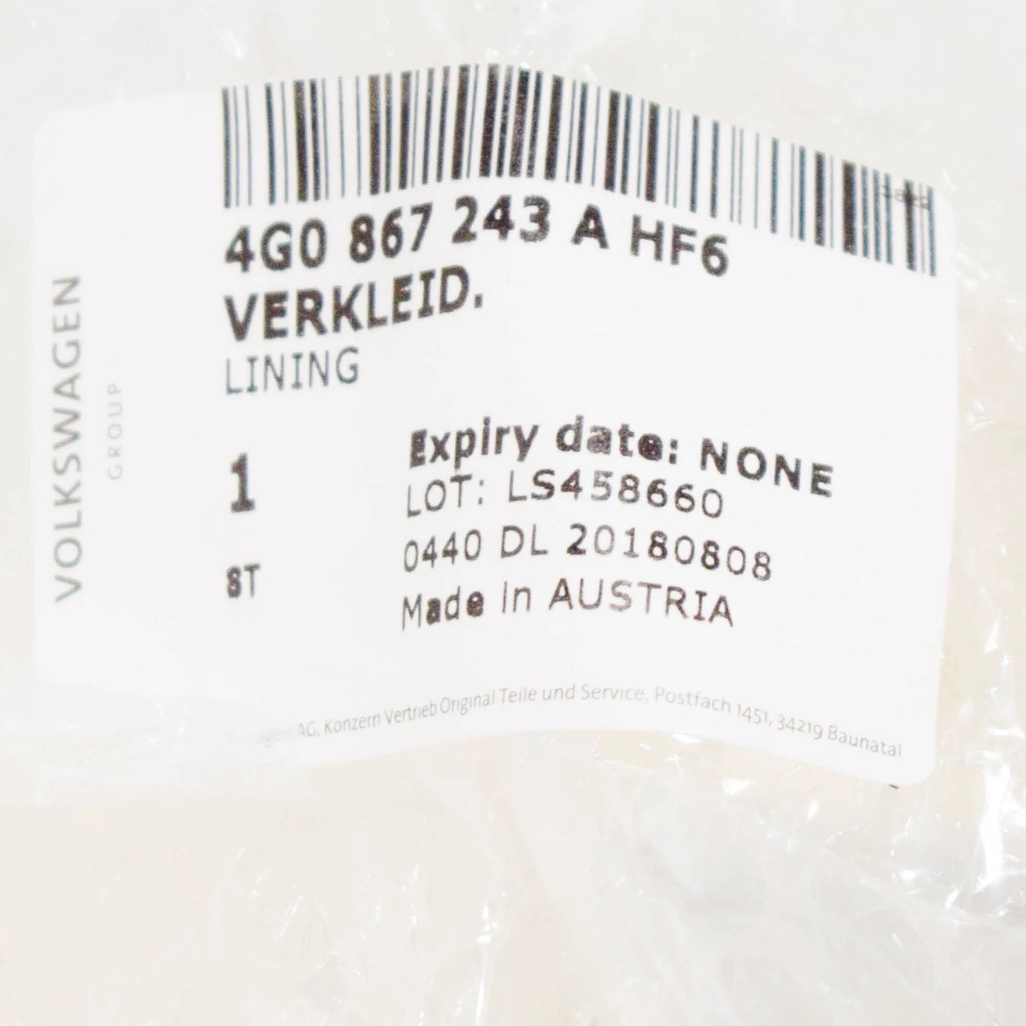 NEW AUDI A6 C7 UPPER LEFT B-PILLAR INTERIOR TRIM 4G0867243A HF6 ORIGINAL