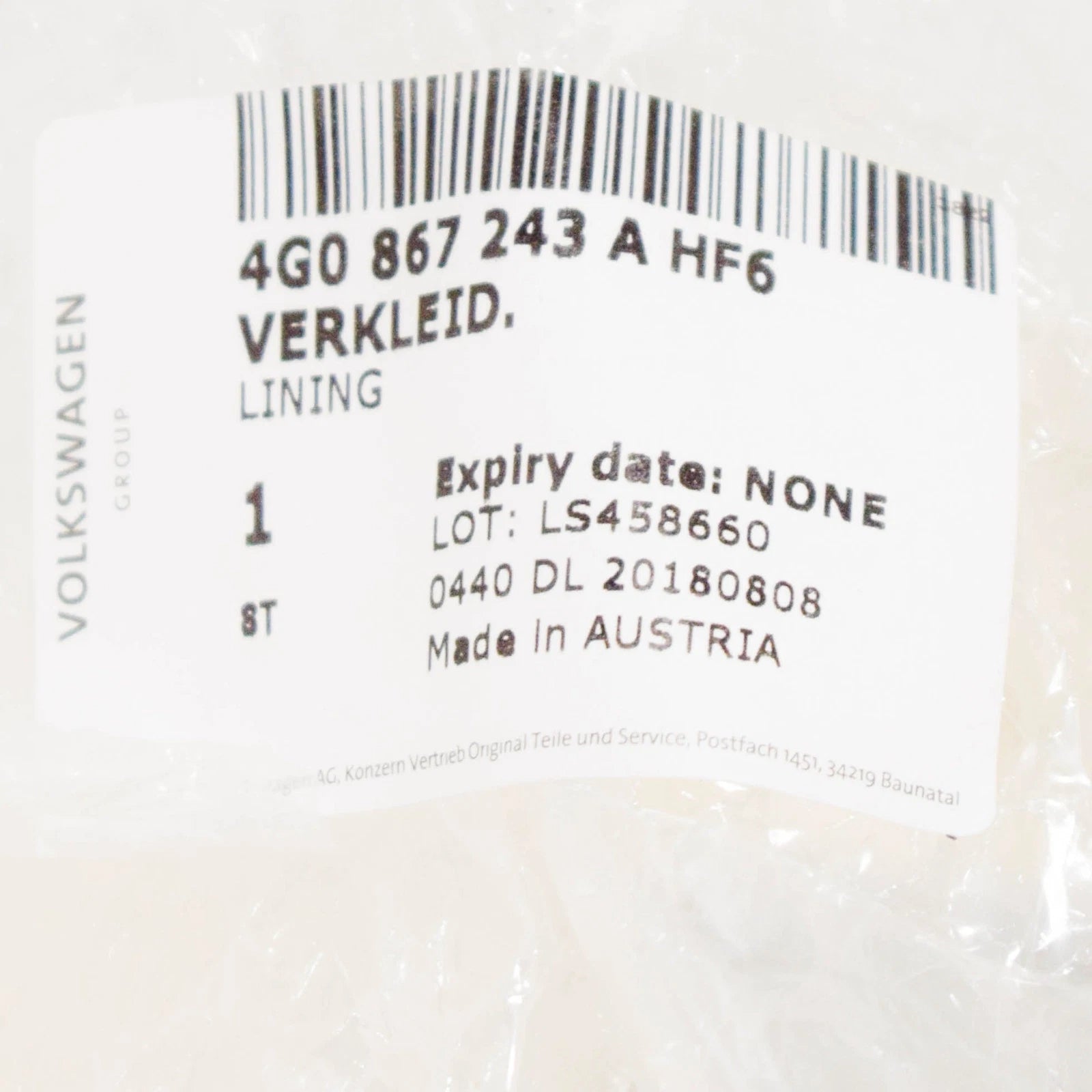 NEW AUDI A6 C7 UPPER LEFT B-PILLAR INTERIOR TRIM 4G0867243A HF6 ORIGINAL