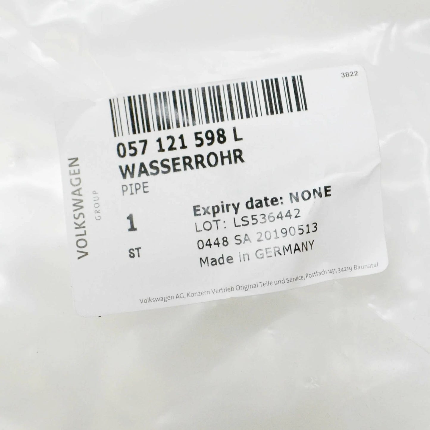 NEW AUDI Q7 4L COOLANT HOSE PIPE 057121598L 2015