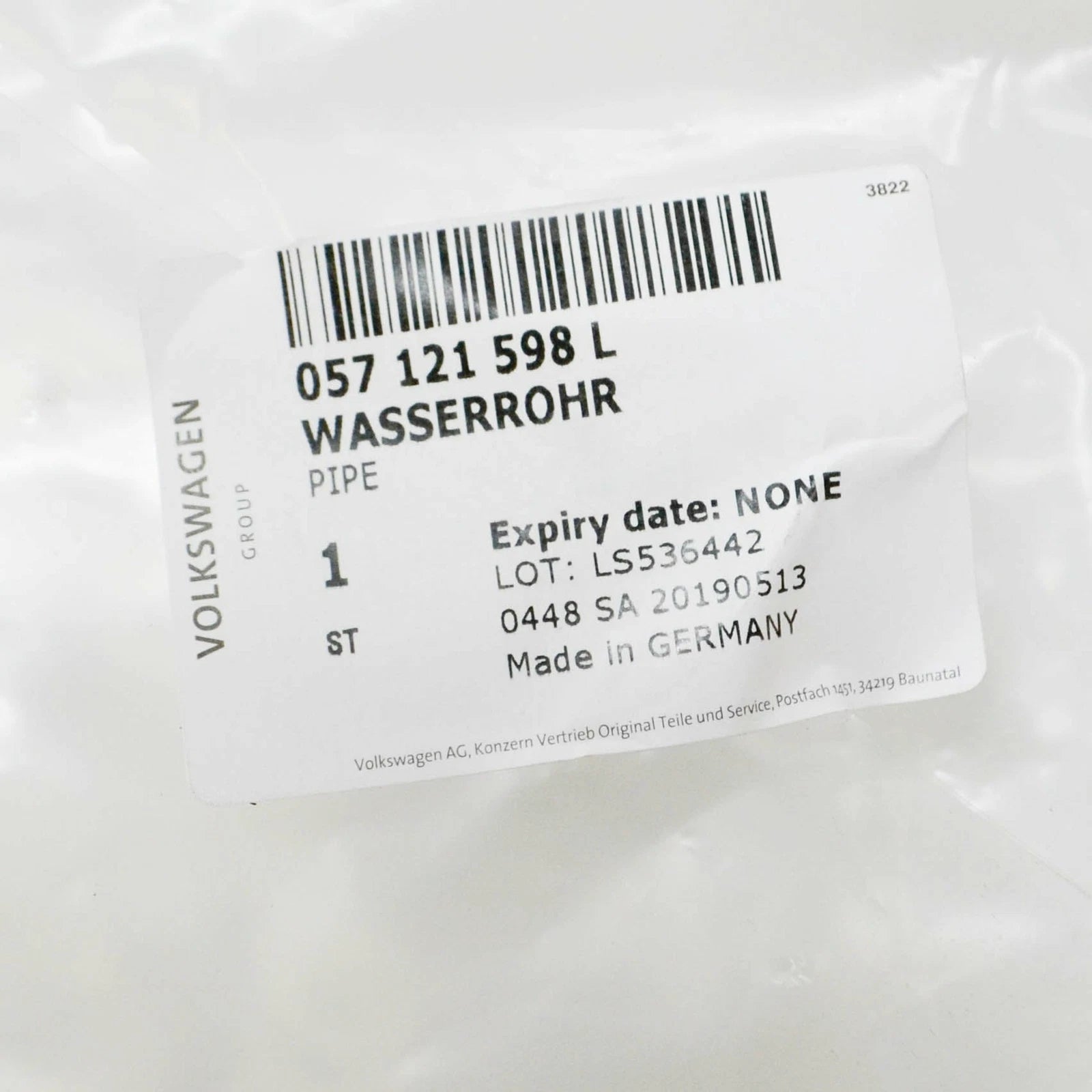 NEW AUDI Q7 4L COOLANT HOSE PIPE 057121598L 2015