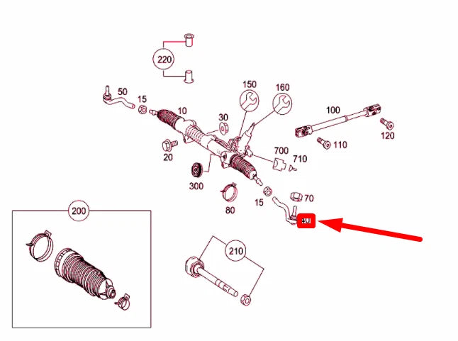 NEW MERCEDES-BENZ R W251 STEERING GEAR LEFT TIE ROD END A2513300703 ORIGINAL