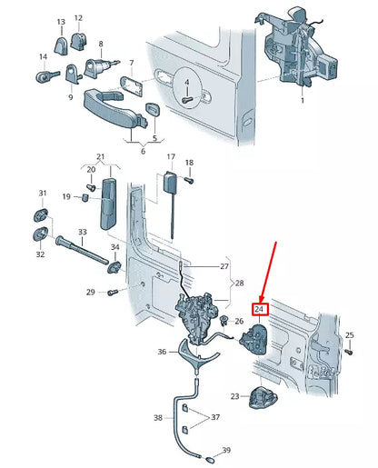 NEW VW CADDY III VARIANT 2K MK3 REAR RIGHT SLIDING DOOR LOCK 7E0843604D