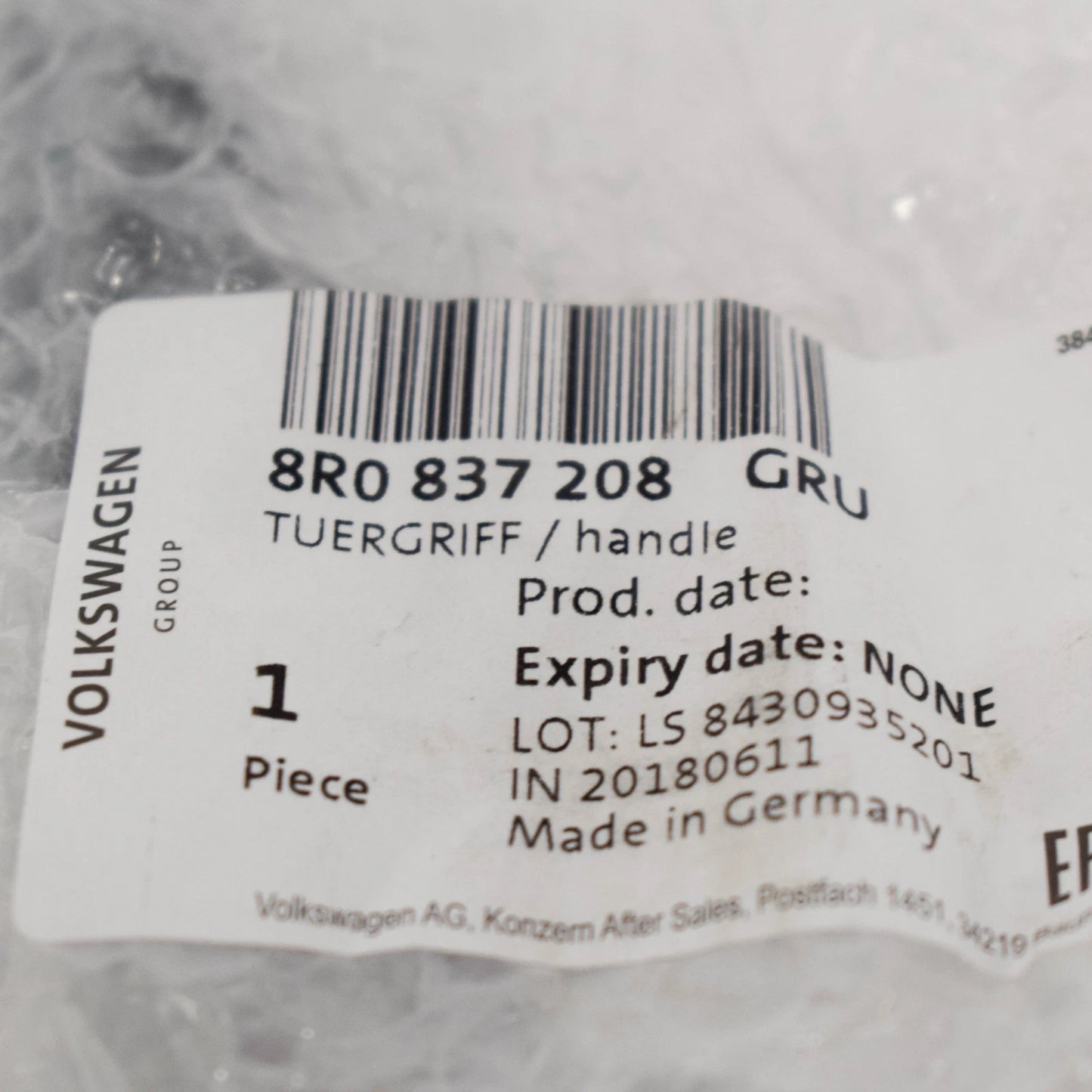 NEW AUDI Q5 8R EXTERIOR FRONT RIGHT DOOR HANDLE 8R0837208 GRU ORIGINAL