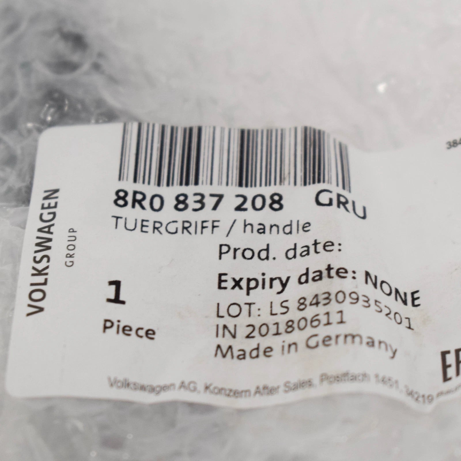 NEW AUDI Q5 8R EXTERIOR FRONT RIGHT DOOR HANDLE 8R0837208 GRU ORIGINAL