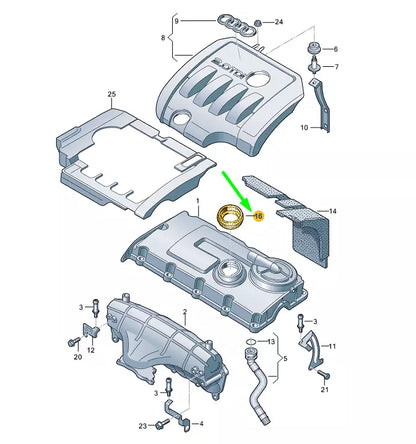 NEW AUDI A3 8P CYLINDER HEAD COVER SEAL RING 038133287C ORIGINAL