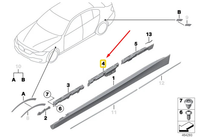 NEW BMW 3 F30 RIGHT CENTRE SILL COVER SUPPORTING LEDGE 51777256918 ORIGINAL