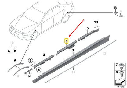 NEW BMW 3 F30 RIGHT CENTRE SILL COVER SUPPORTING LEDGE 51777256918 ORIGINAL