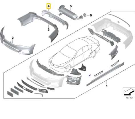 NEW BMW 5 G30 M REAR BUMPER DIFFUSER 51128064718 8064718 ORIGINAL