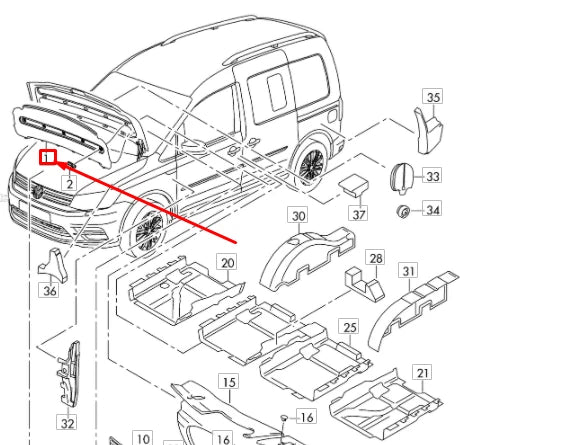 NEW VW CADDY 2K ENGINE LID SOUND ABSORBER 2K0863831A ORIGINAL