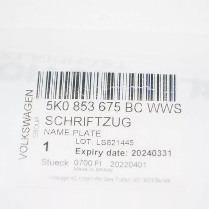 NEW VW GOLF VI 5K1 REAR TRUNK LID EMBLEM BADGE 5K0853675BC WWS