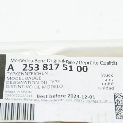 NEW MERCEDES-BENZ GLC COUPE C253 REAR BUMPER BOOTLID BADGE A2538175100 ORIGINAL