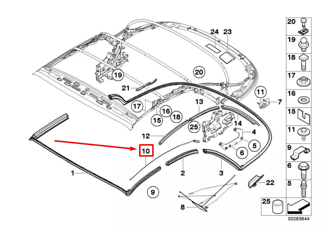 NEW BMW 1 CABRIO E88 CONVERTIBLE TOP TENSION CABLE 54347190755 7190755 ORIGINAL